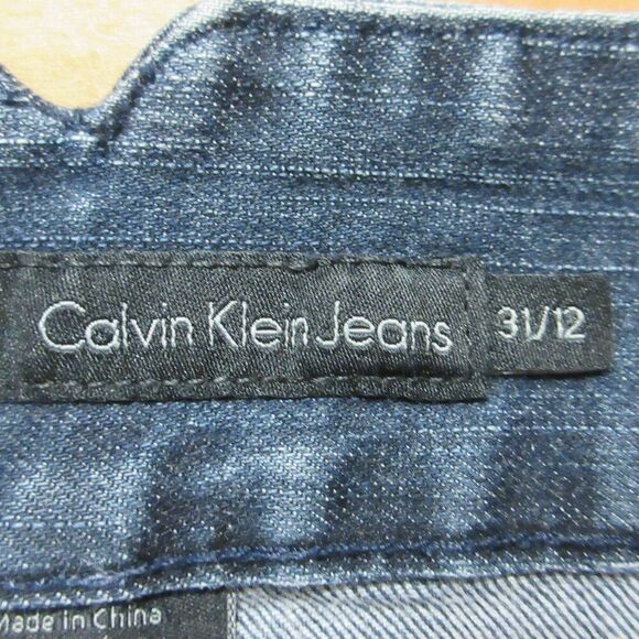 CALVIN KLEIN Cargo Utility Jean Shortie Shorts Sz 12/31 Dark Wash Stretch Denim - Picture 5 of 12